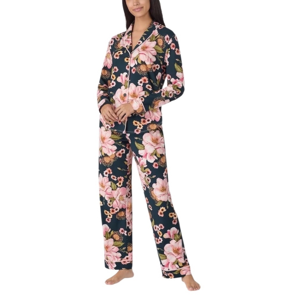 ROOM SERVICE Pink Floral Shawl Collar Pajamas Set Size XL